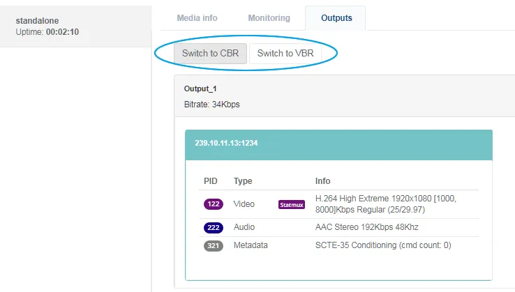 EL service statistics output switch to CBR