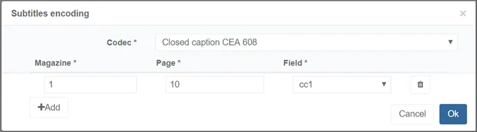 EL encoding video subtitle CC CEA608
