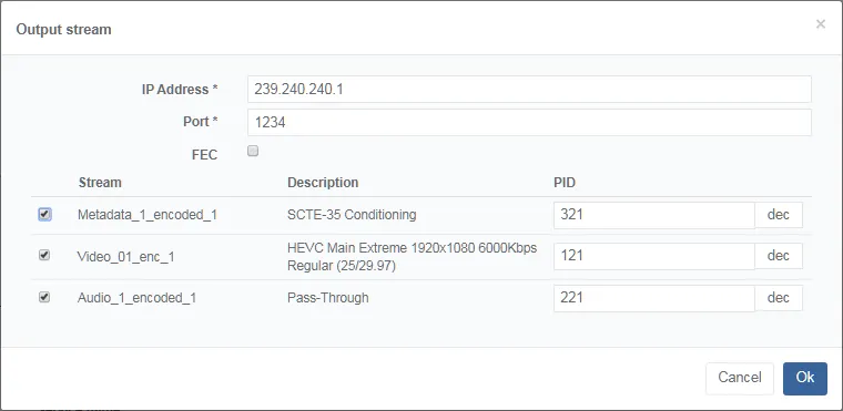 EL output metadata conditioning