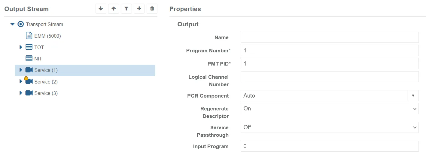 Mux SP Tab services output