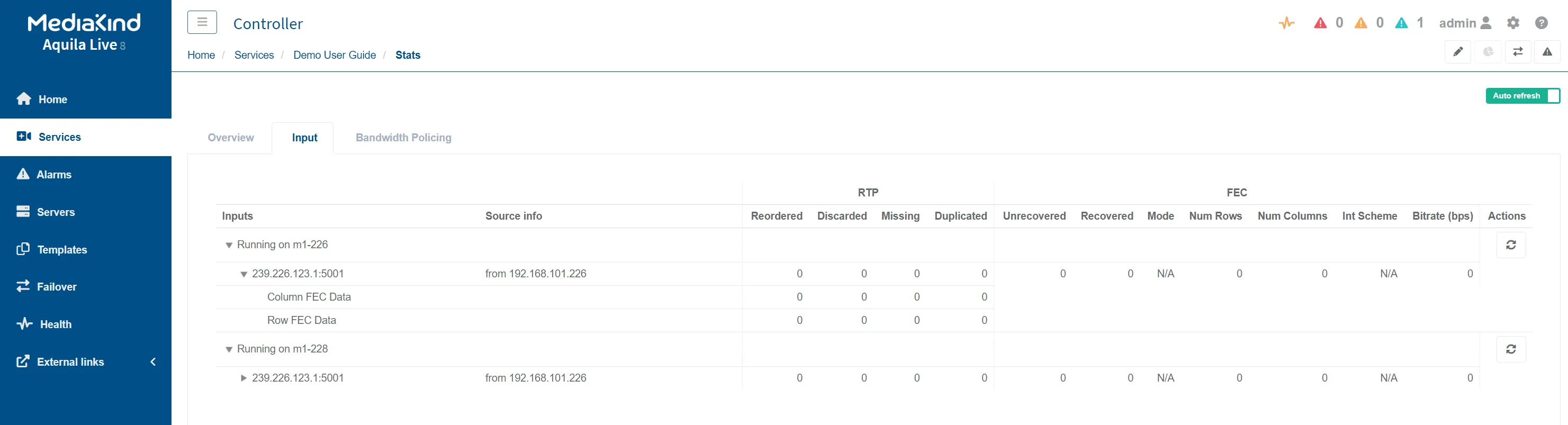 SparkSE Stats input