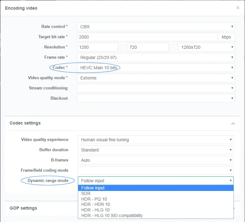 encoding video hevc10 el