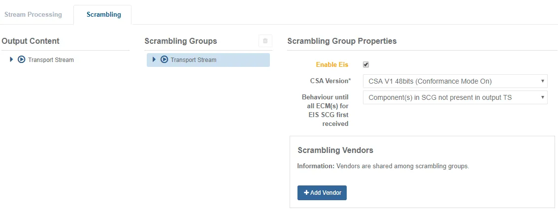 stream processing External EIS config