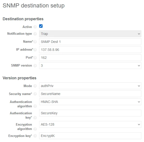 view snmp v3 parameters