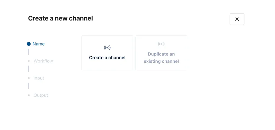 Create a new channel: the wizard's Name step