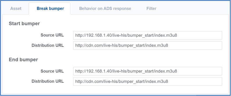 Break bumper configuration example