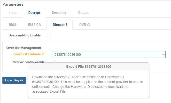 Exporting Director 6 Keyfile