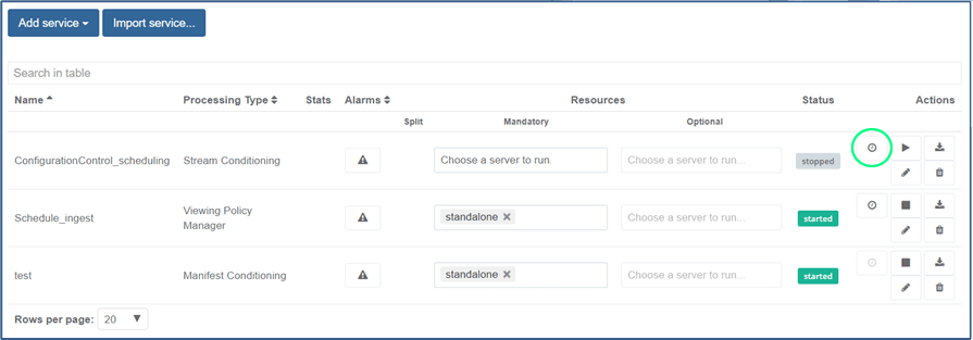Access SCTE 224 events timeline from list of configured services