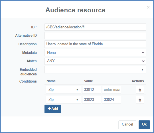 Partial geographical location audience (Florida)