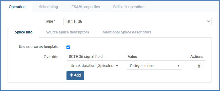 SCTE-35 rewriting using source as template