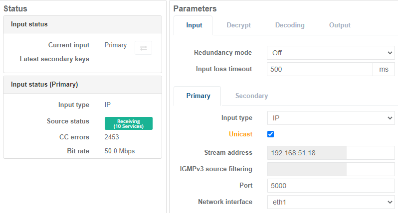 view edit service input unicast cp