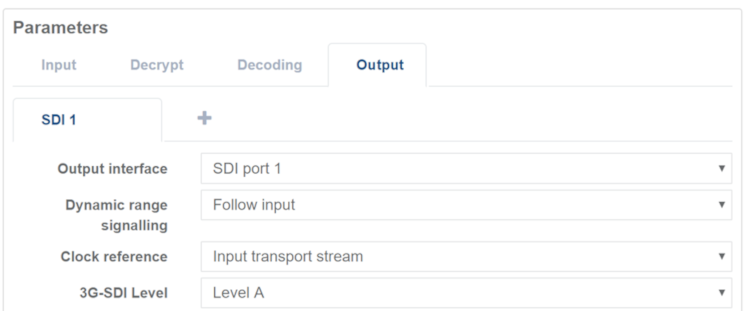 view parameters output sdi cp rx1